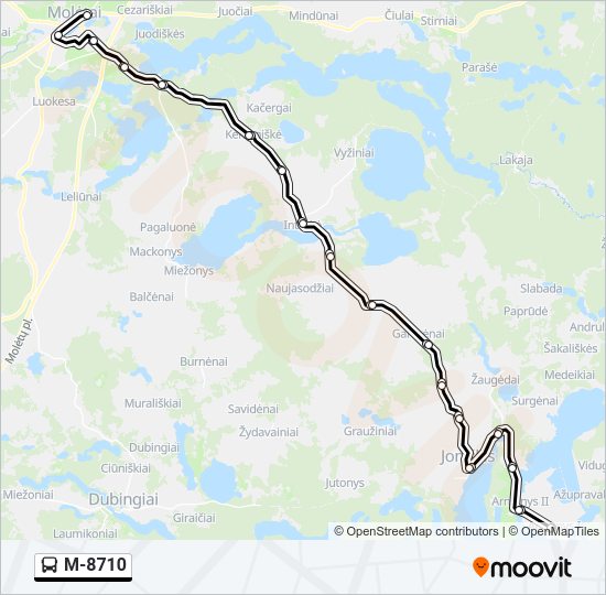 M-8710 autobusas kelionės žemėlapis