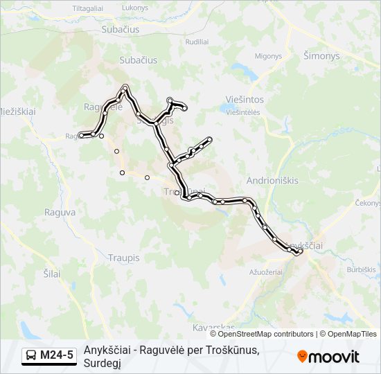 Автобус M24-5: карта маршрута