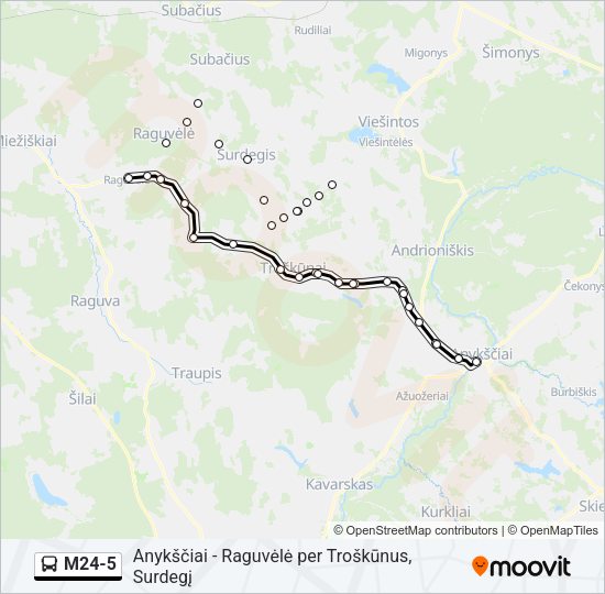Автобус M24-5: карта маршрута