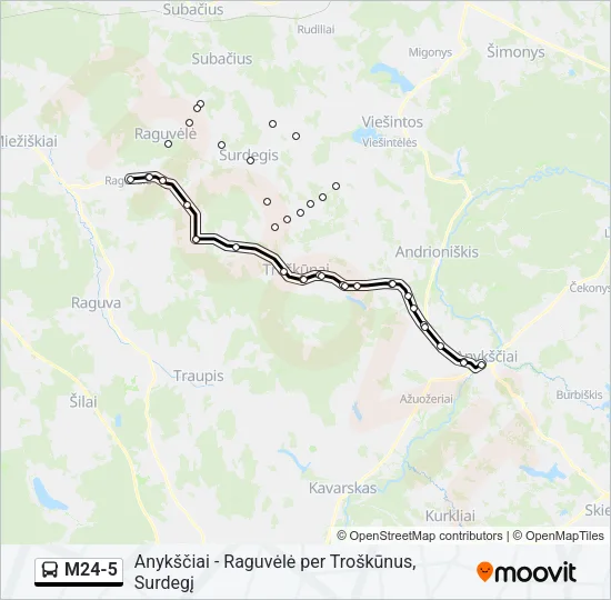 Автобус M24-5: карта маршрута