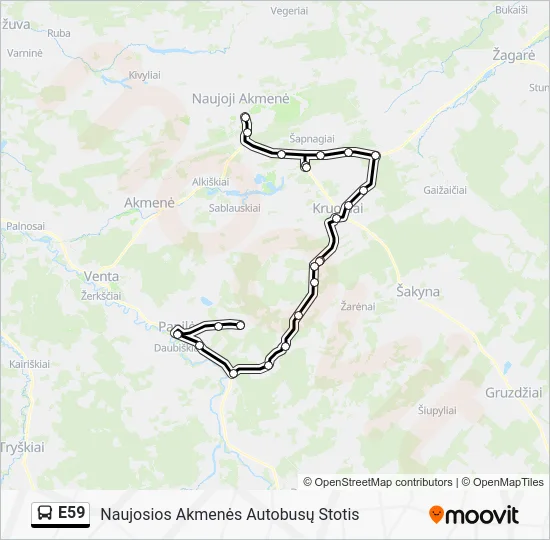 Автобус E59: карта маршрута