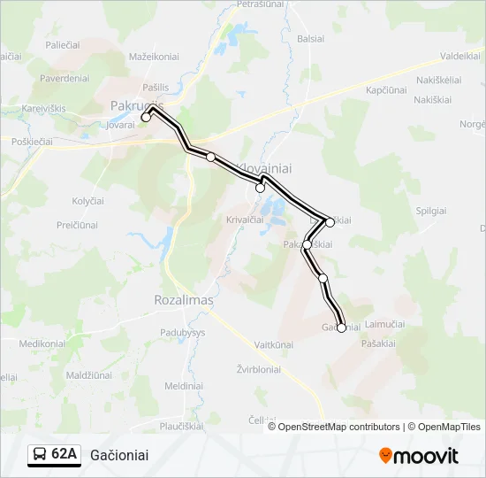 62A Bus Line Map