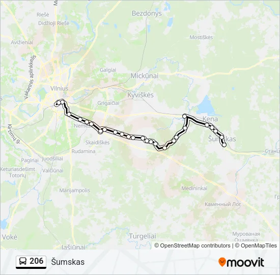 Автобус 206: карта маршрута