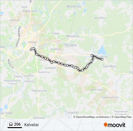 Автобус 206: карта маршрута