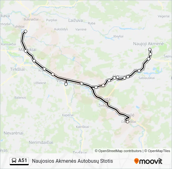 Автобус A51: карта маршрута