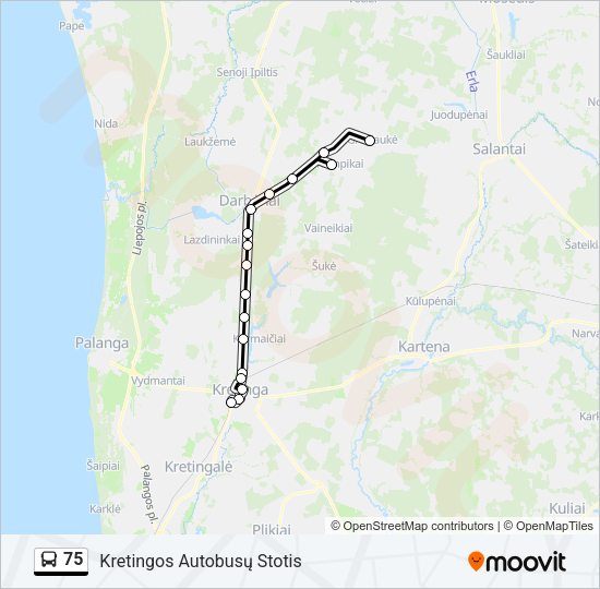 Автобус 75: карта маршрута