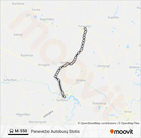 Автобус M-550: карта маршрута