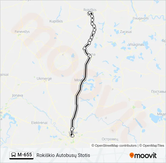 M-655 Bus Line Map