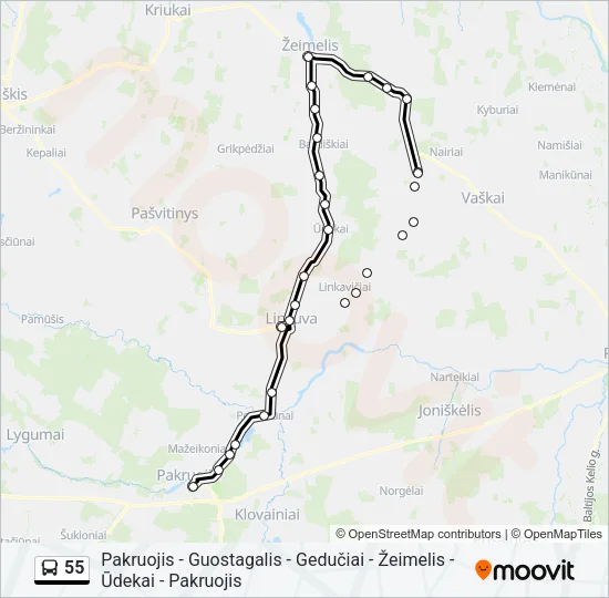 55 Bus Line Map