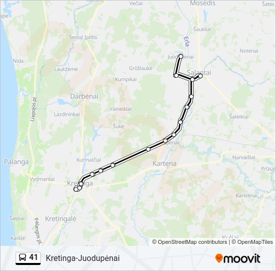 41 autobusas kelionės žemėlapis