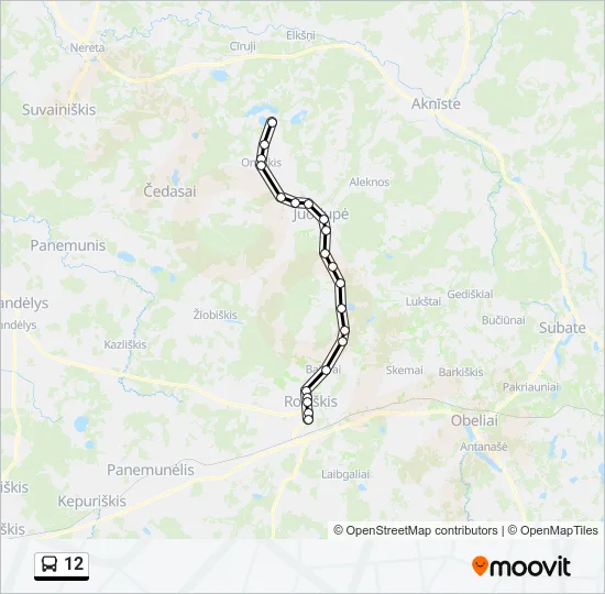 Автобус 12: карта маршрута