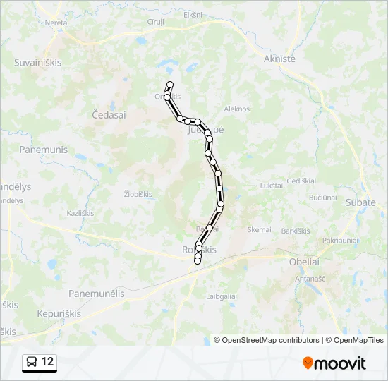Автобус 12: карта маршрута