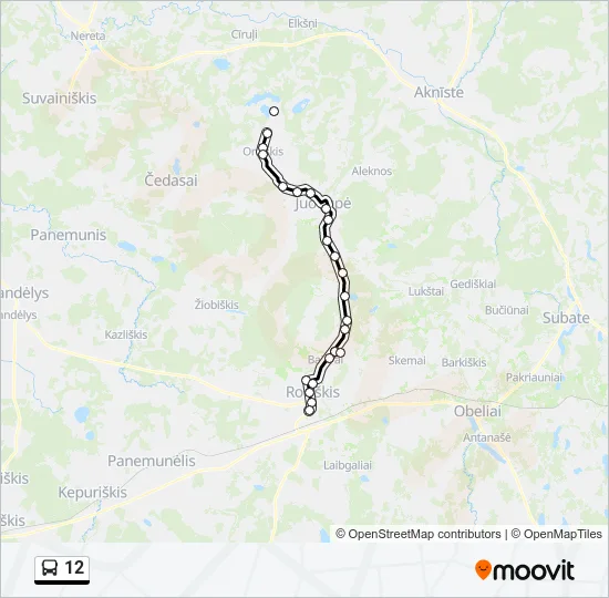 Автобус 12: карта маршрута