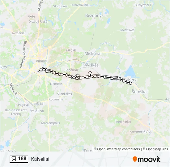 Автобус 188: карта маршрута
