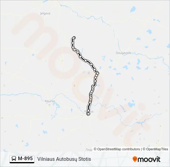 M-895 autobusas kelionės žemėlapis