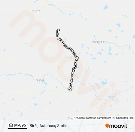 M-895 autobusas kelionės žemėlapis