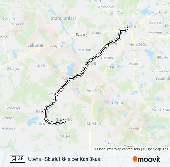 Автобус 38: карта маршрута