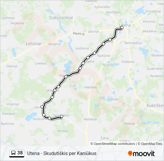 Автобус 38: карта маршрута