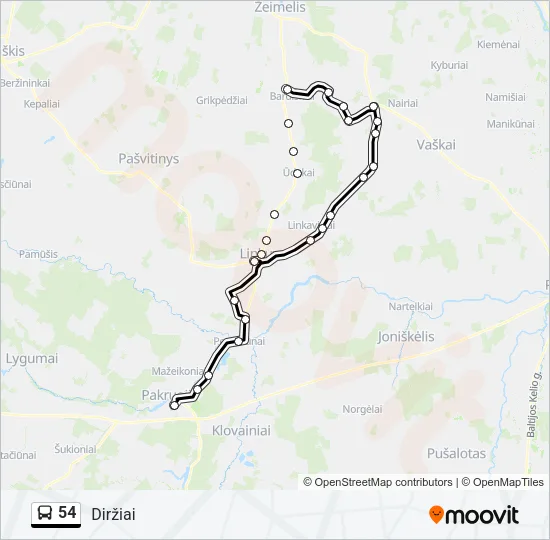 54 Bus Line Map