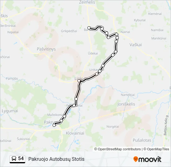 54 Bus Line Map