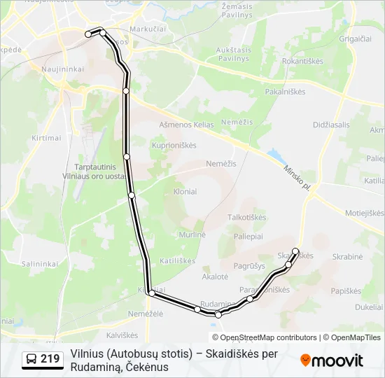 219 Bus Line Map