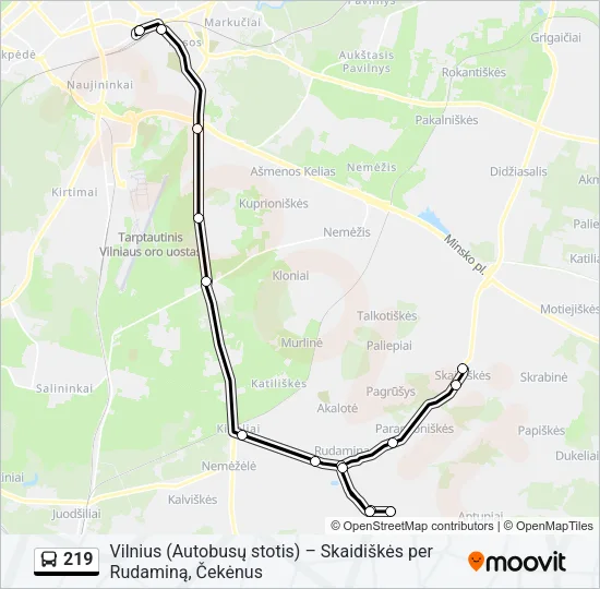 219 Bus Line Map