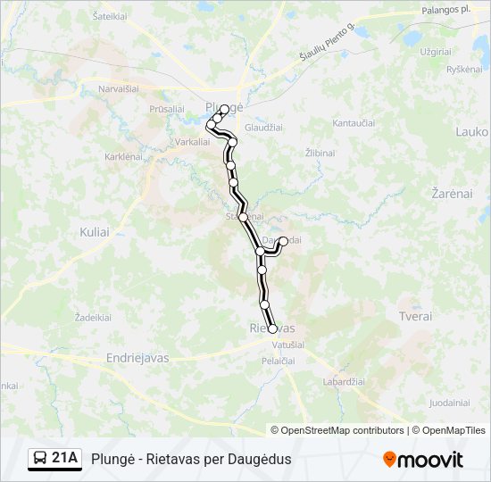Автобус 21A: карта маршрута