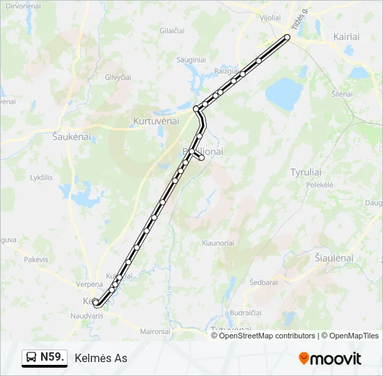 Автобус N59.: карта маршрута