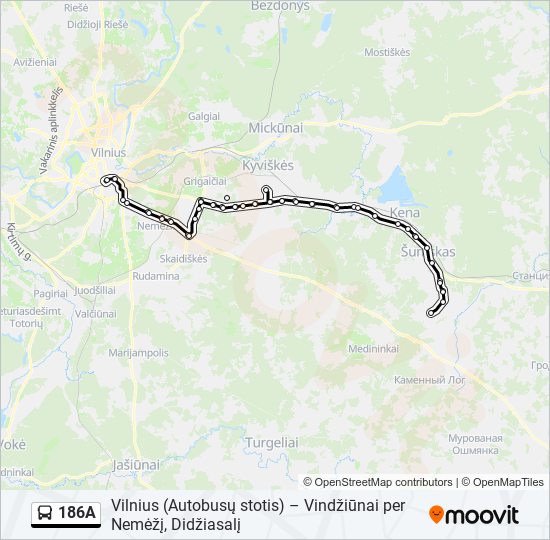 186A bus Line Map