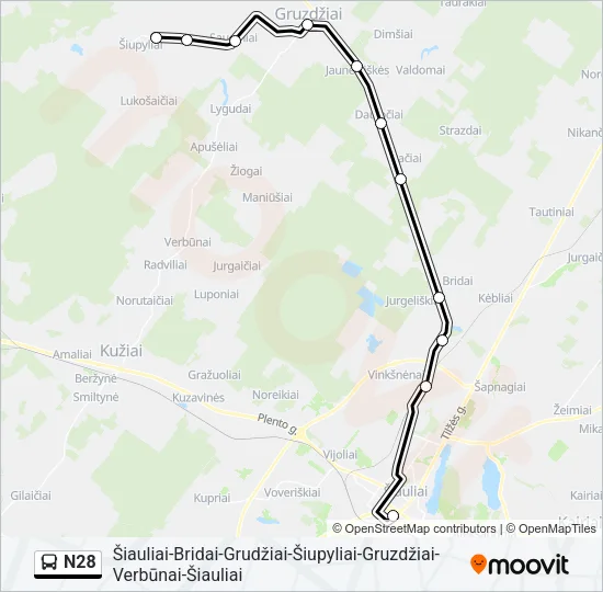 N28 Bus Line Map