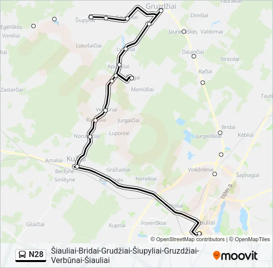 N28 Bus Line Map