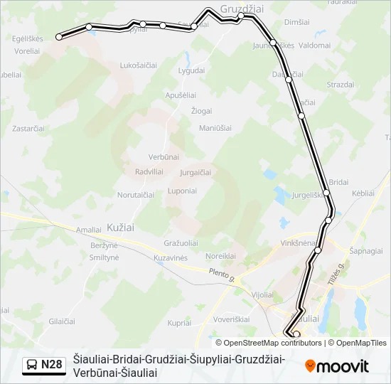 N28 Bus Line Map