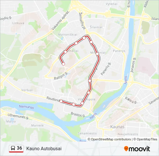 Автобус 36: карта маршрута