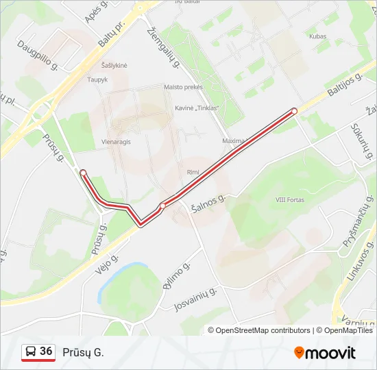 36 Bus Line Map