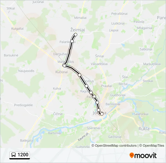 Автобус 1200: карта маршрута