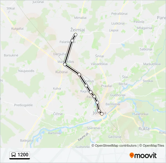 Автобус 1200: карта маршрута