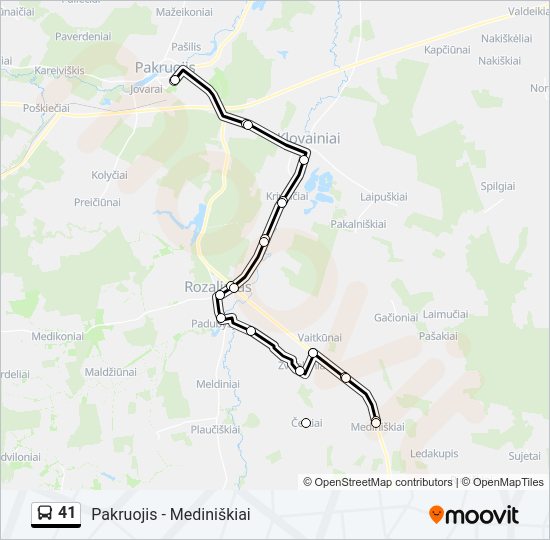 41 autobusas kelionės žemėlapis