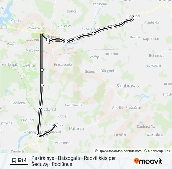 E14 Bus Line Map