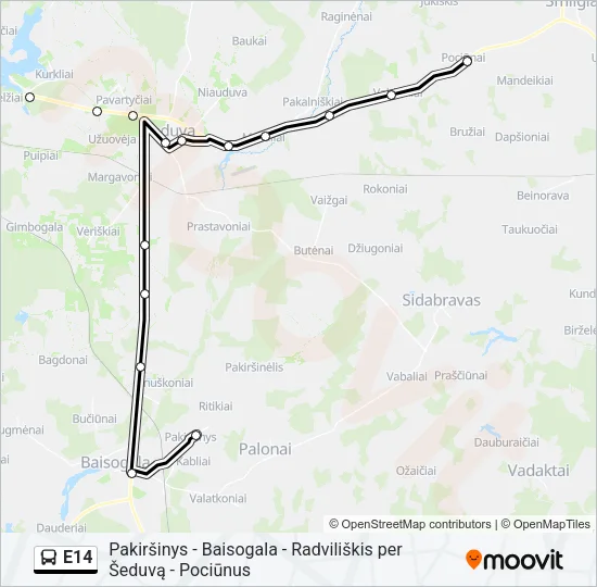 E14 Bus Line Map