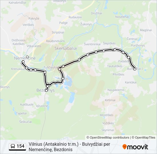 Автобус 154: карта маршрута