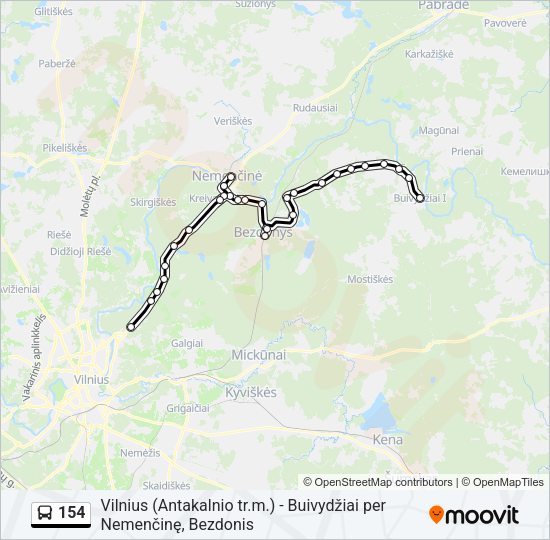 Автобус 154: карта маршрута