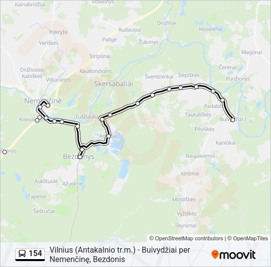 Автобус 154: карта маршрута