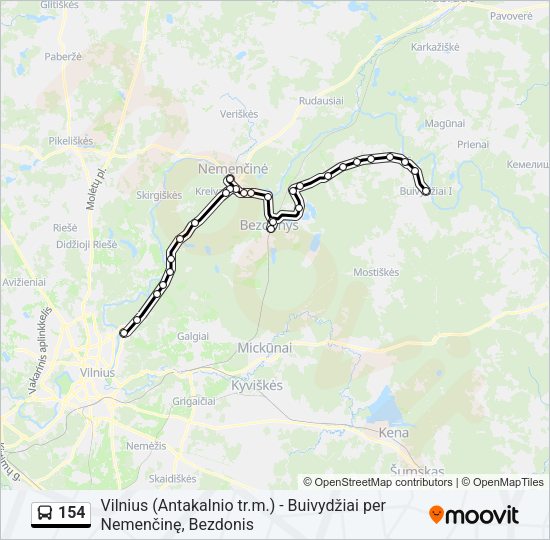 Автобус 154: карта маршрута