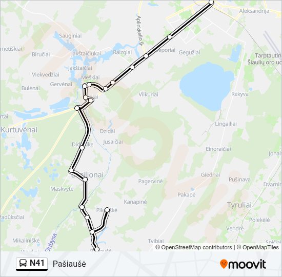 Автобус N41: карта маршрута