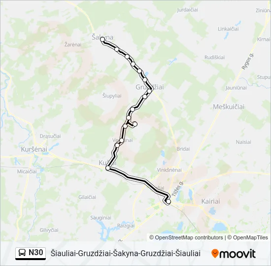 N30 Bus Line Map