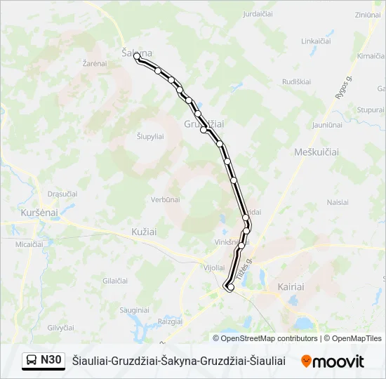 N30 Bus Line Map