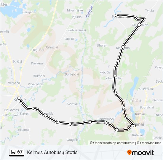 Автобус 67: карта маршрута