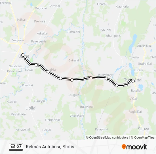 Автобус 67: карта маршрута