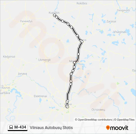Автобус M-434: карта маршрута