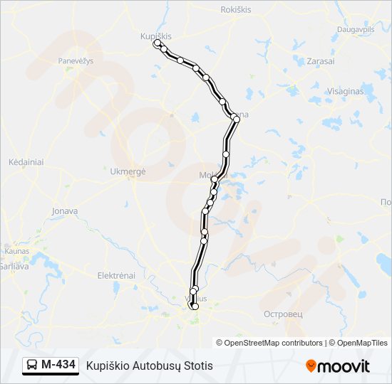 Автобус M-434: карта маршрута